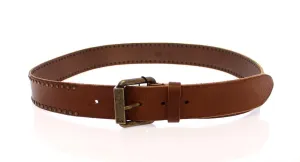 Brown Leather Logo Belt