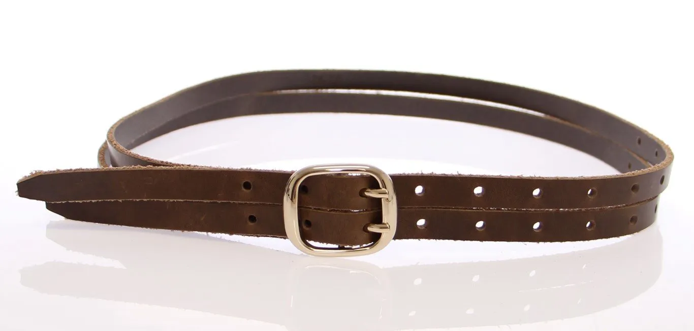 Brown Leather Logo Belt