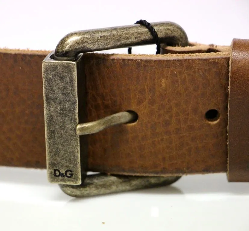 Brown Leather Logo Belt
