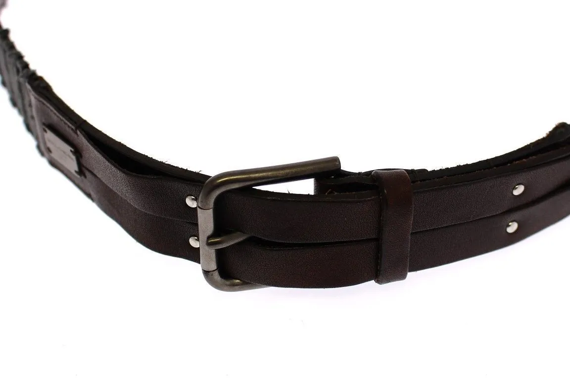 Brown Leather Logo Belt