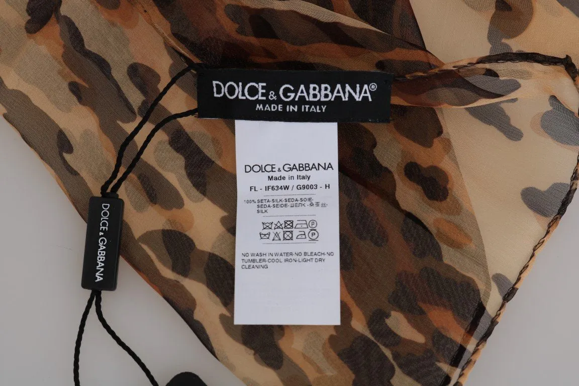 Brown Tiger Square Silk Scarf