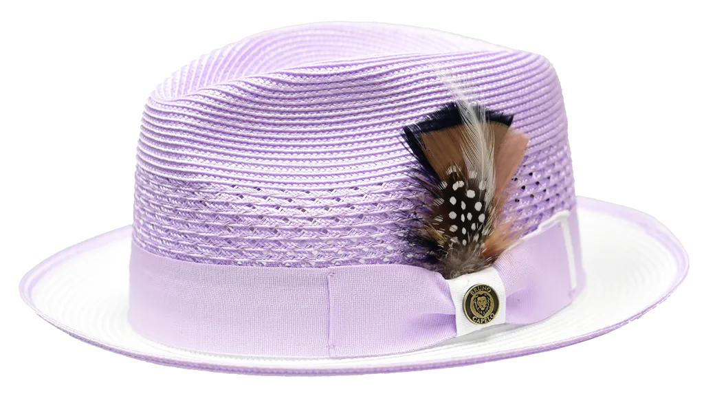 Bruno Capelo HA-527 Havana  Straw Hat White/Lavender