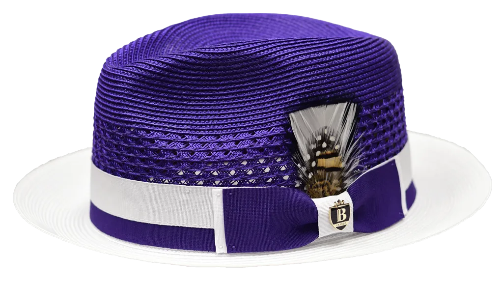 Bruno Capelo The Belvedere BD-956 Straw Hat Purple/White