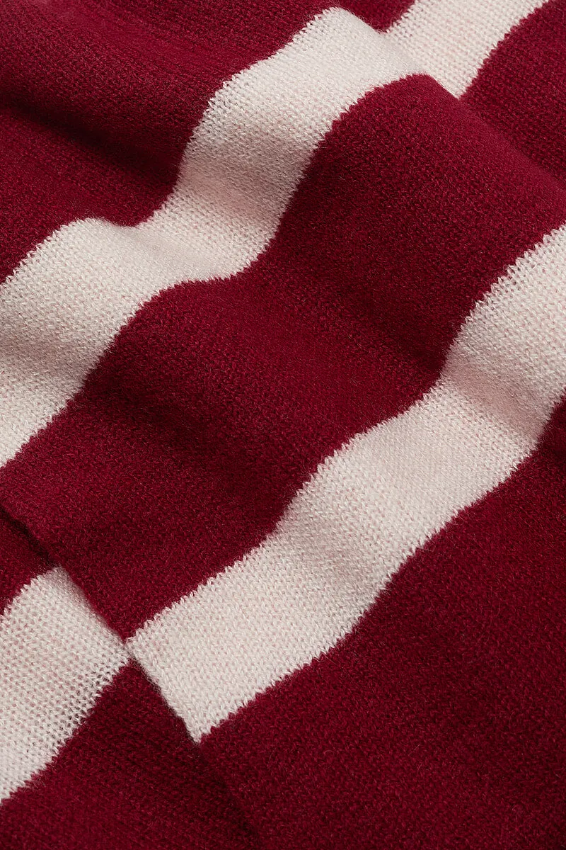 Burgundy College Stripe Cashmere Scarf