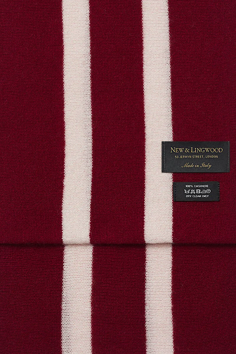 Burgundy College Stripe Cashmere Scarf