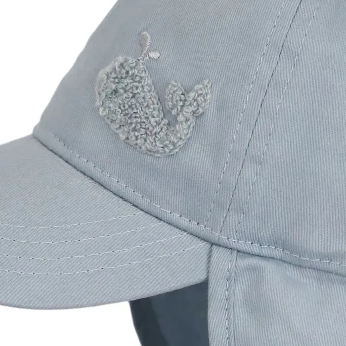 Calikids Baby Ball Cap with Neck Flap in Cloud Blue: Size 3M to 3 Years