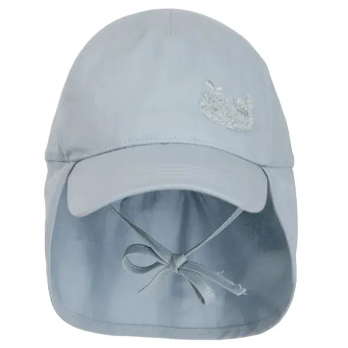 Calikids Baby Ball Cap with Neck Flap in Cloud Blue: Size 3M to 3 Years