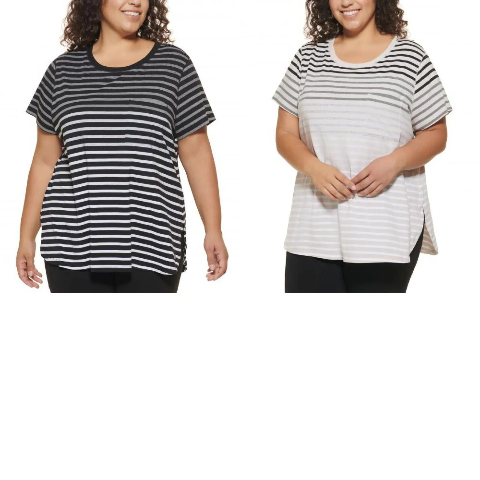 Calvin Klein Performance Womens Plus Size Striped T-Shirt PF0X5052