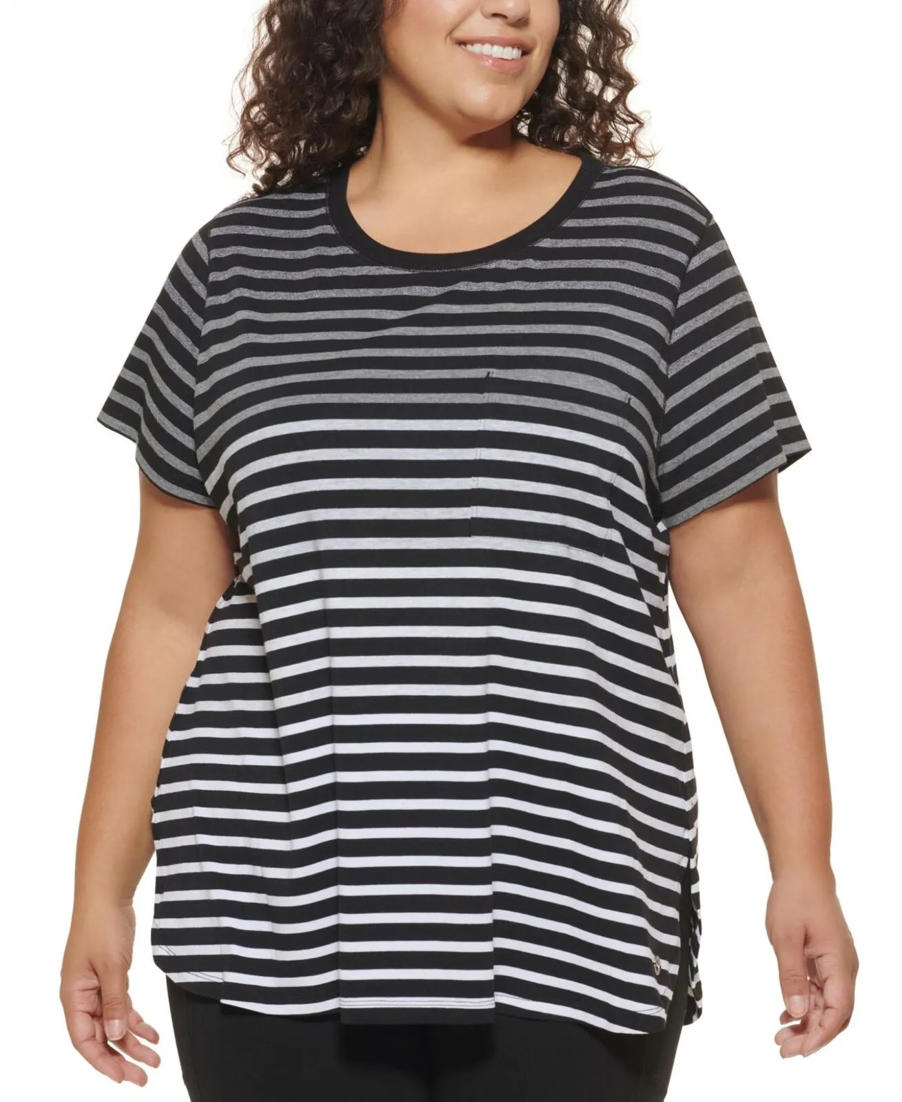 Calvin Klein Performance Womens Plus Size Striped T-Shirt PF0X5052