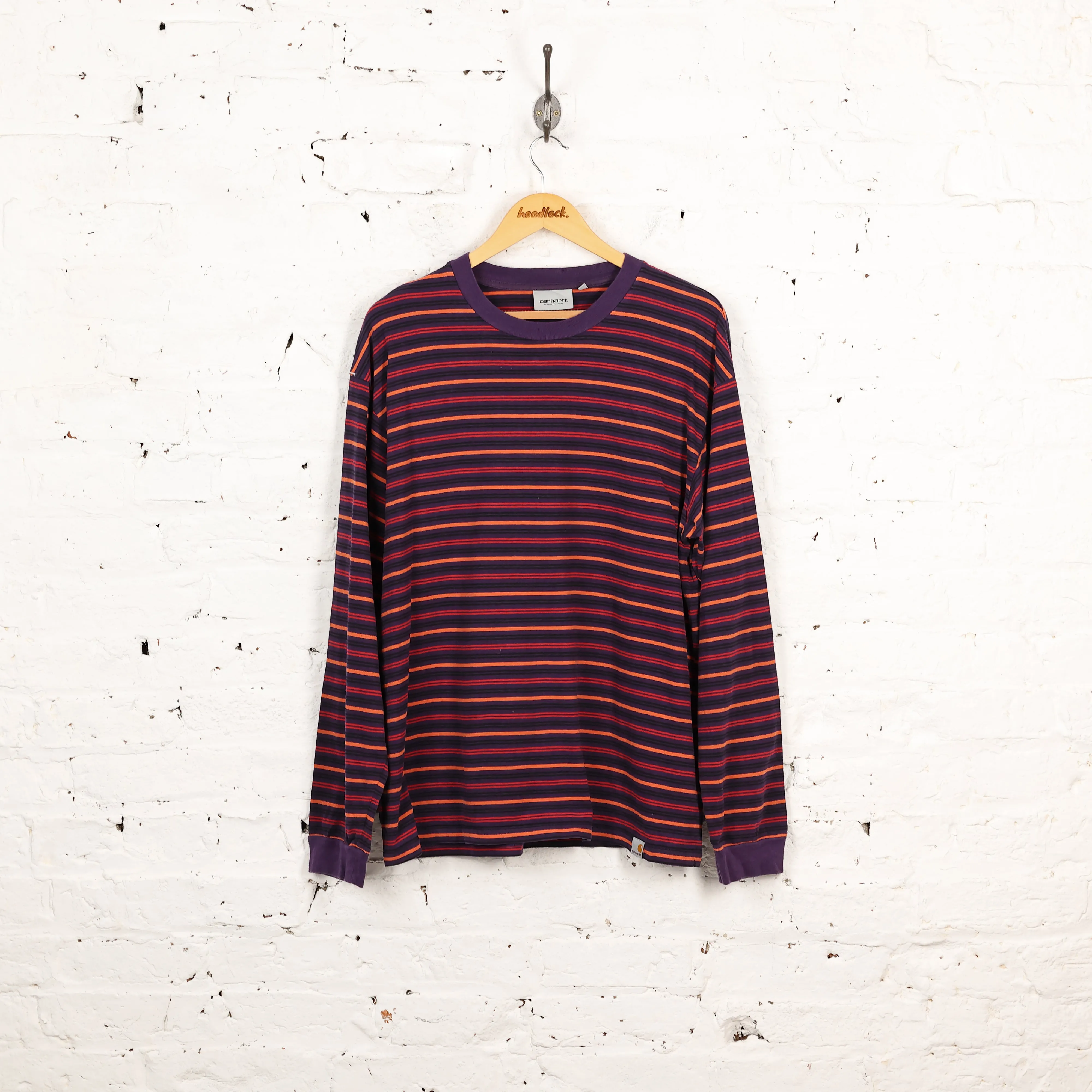 Carhartt Korte WIP Striped Long Sleeve T Shirt - Purple - L