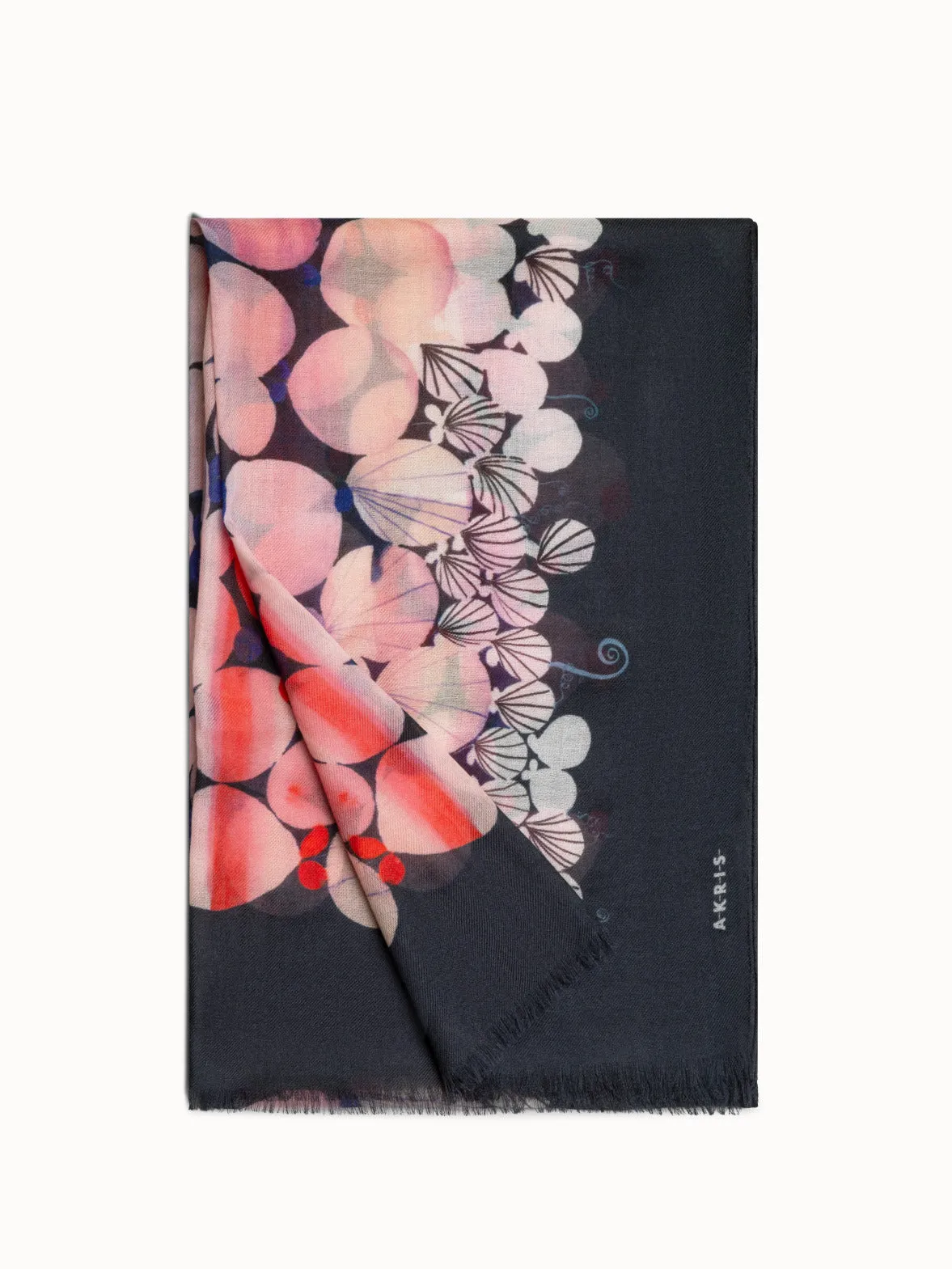 Cashmere Scarf with Silver Dollars Print