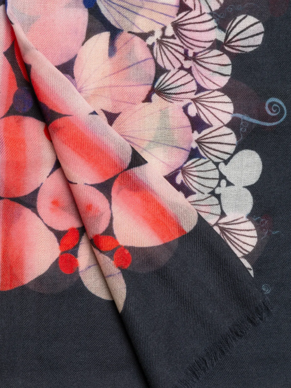 Cashmere Scarf with Silver Dollars Print