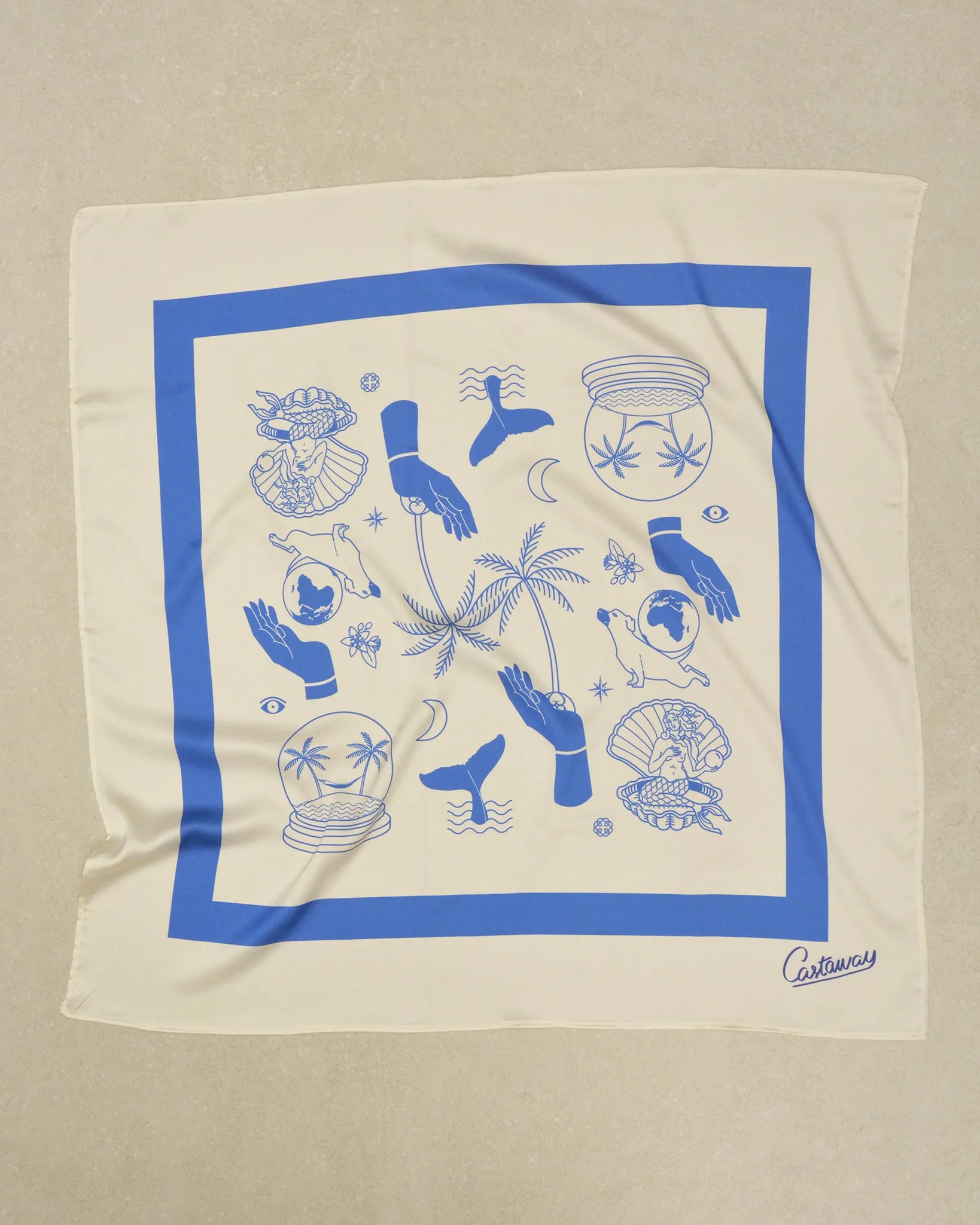 Castaway Blue Mind Silk Scarf