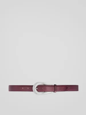 CAVALIERE MODERN WESTERN BELT IN BURGUNDY CALFSKIN