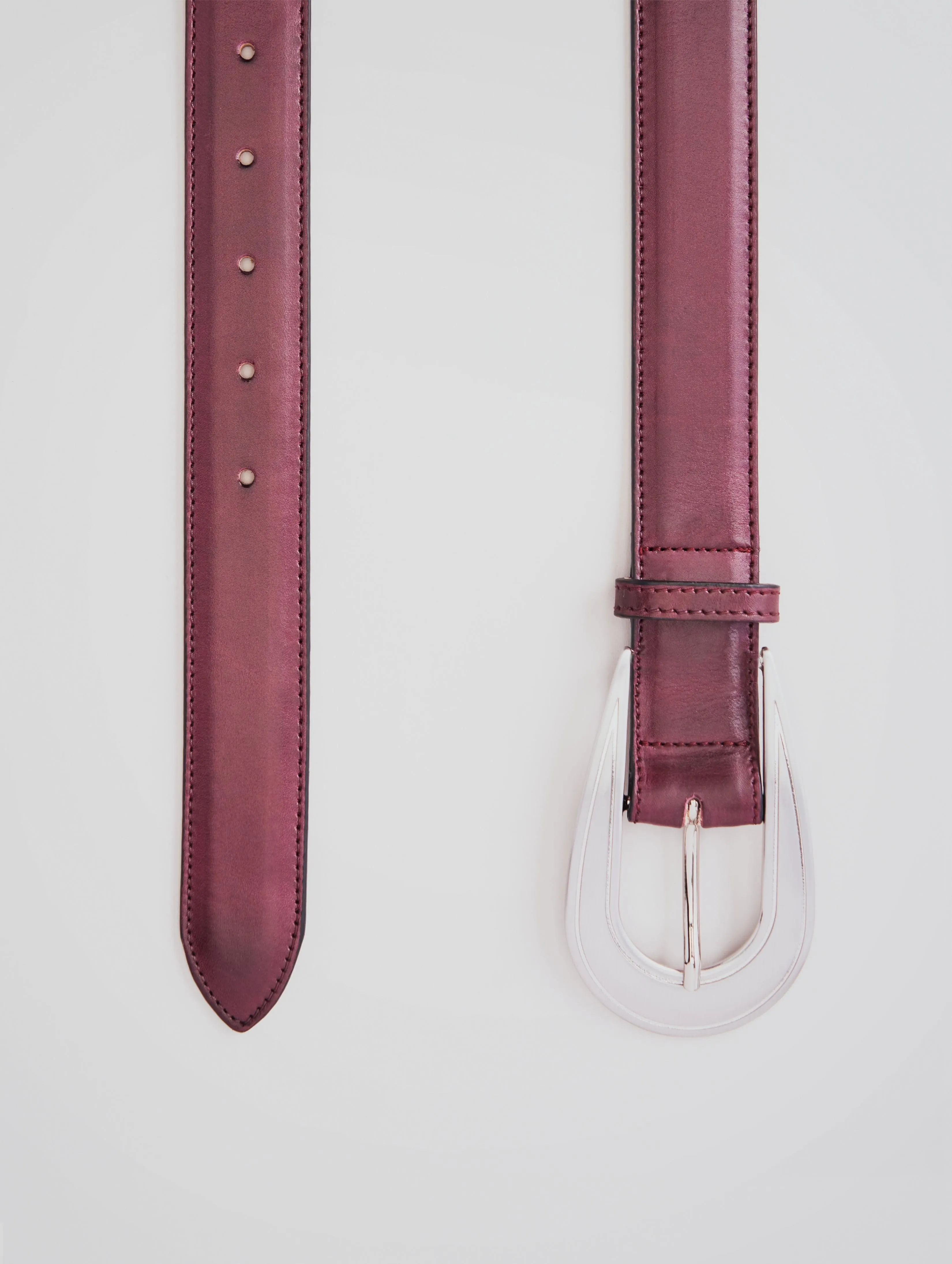 CAVALIERE MODERN WESTERN BELT IN BURGUNDY CALFSKIN