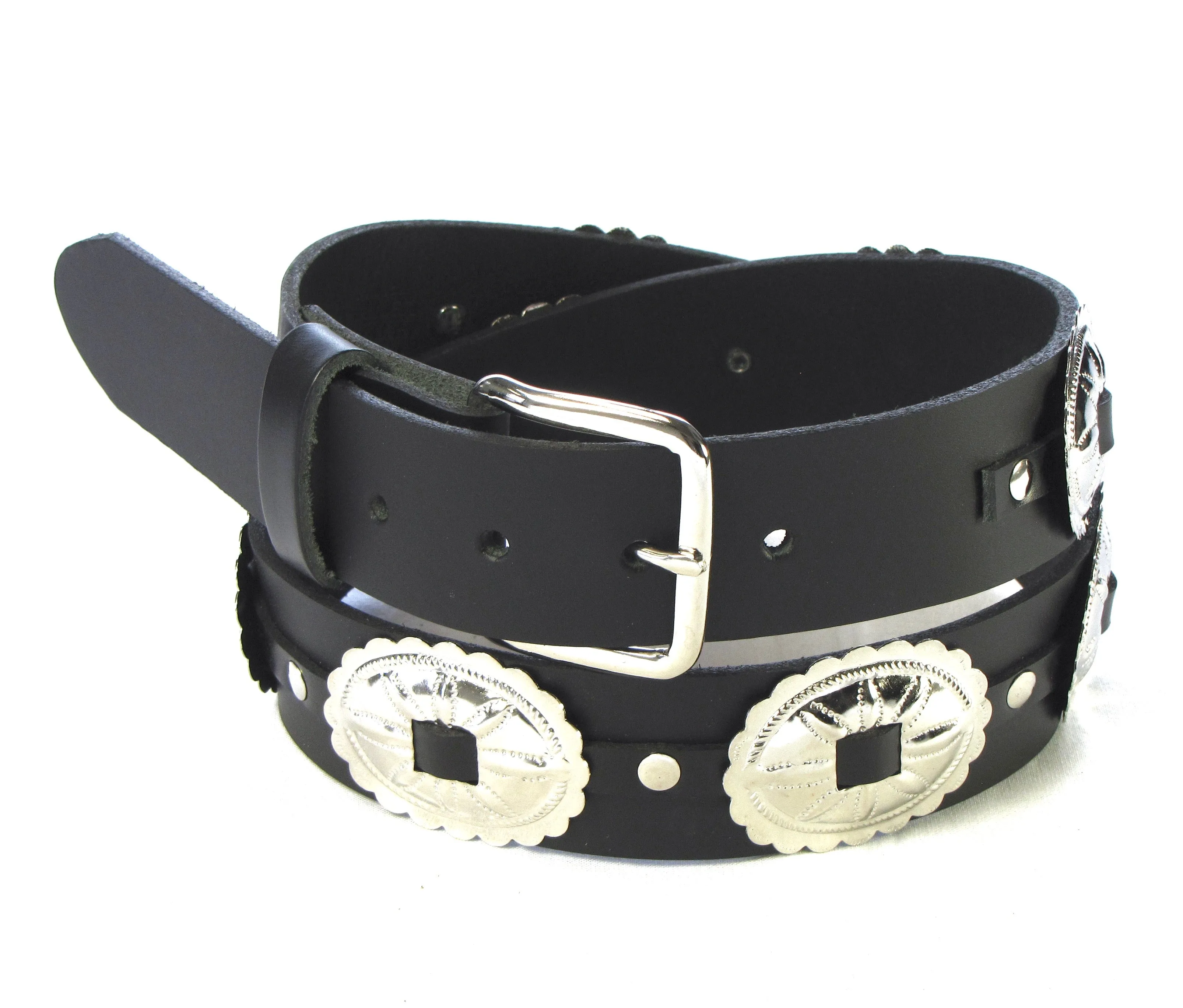 CB-4  1 1/2" Belt w/ Oval Conchos