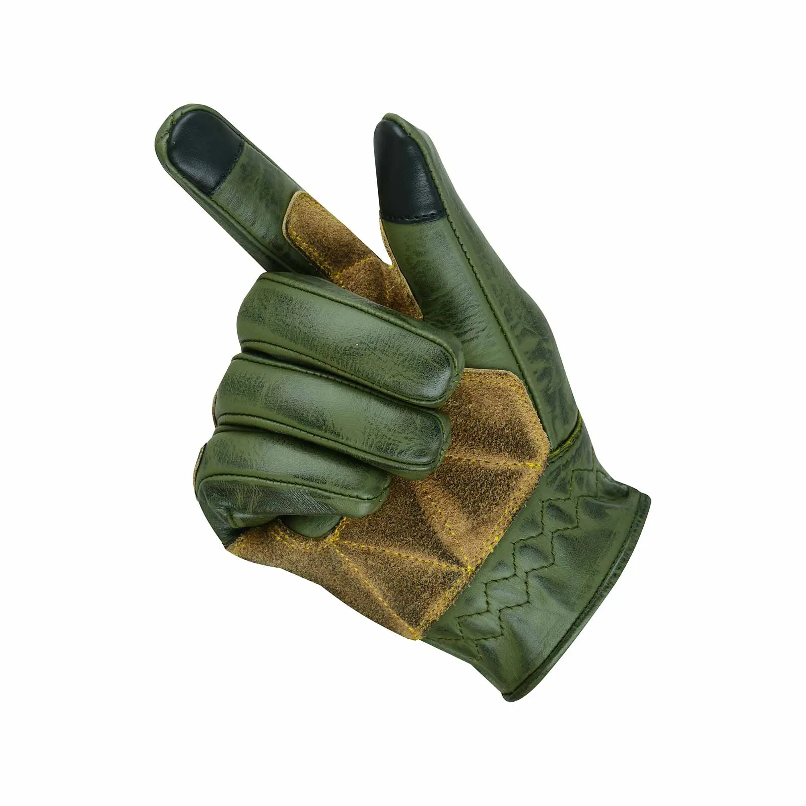 CE Certified Green Leather Motorcycle Gloves