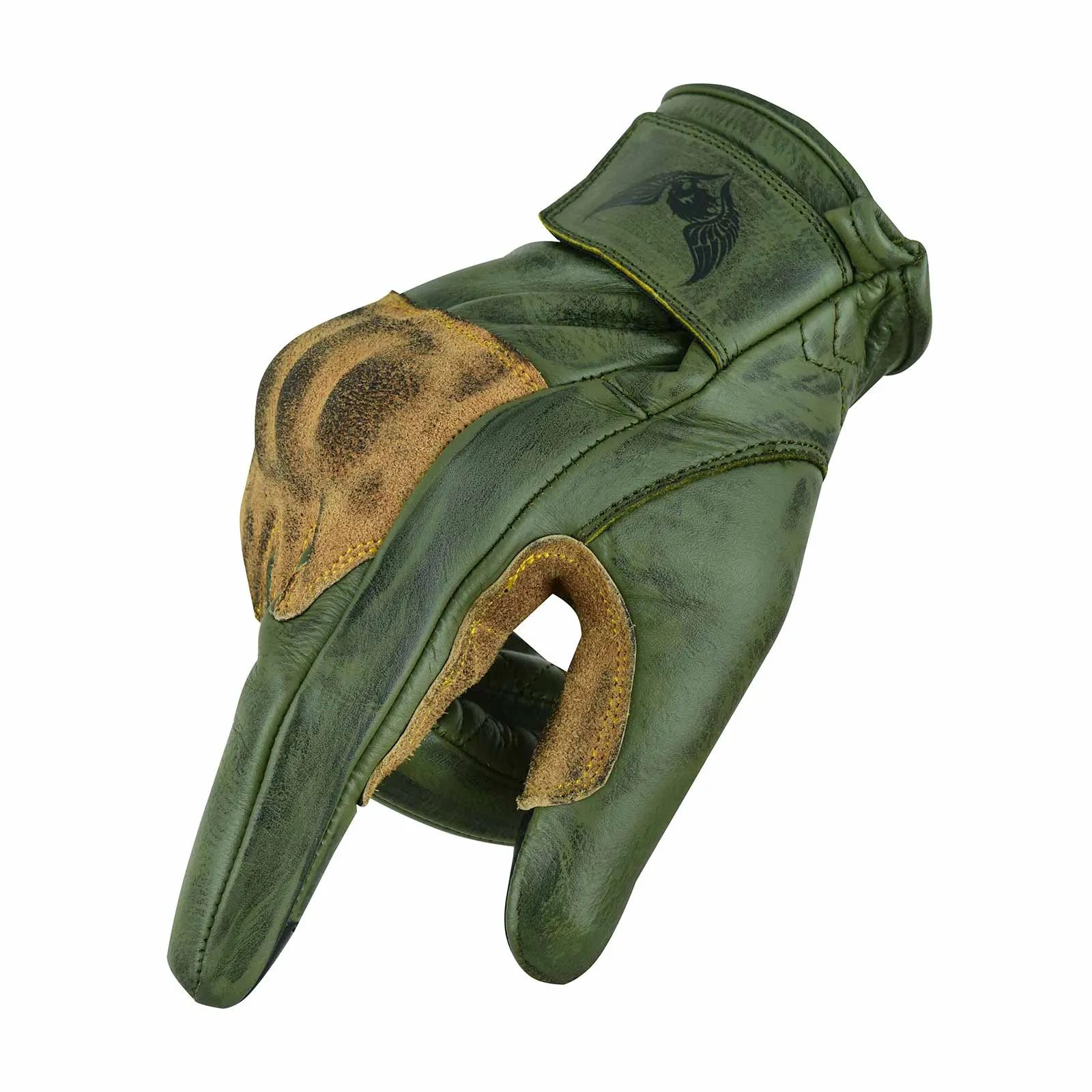 CE Certified Green Leather Motorcycle Gloves