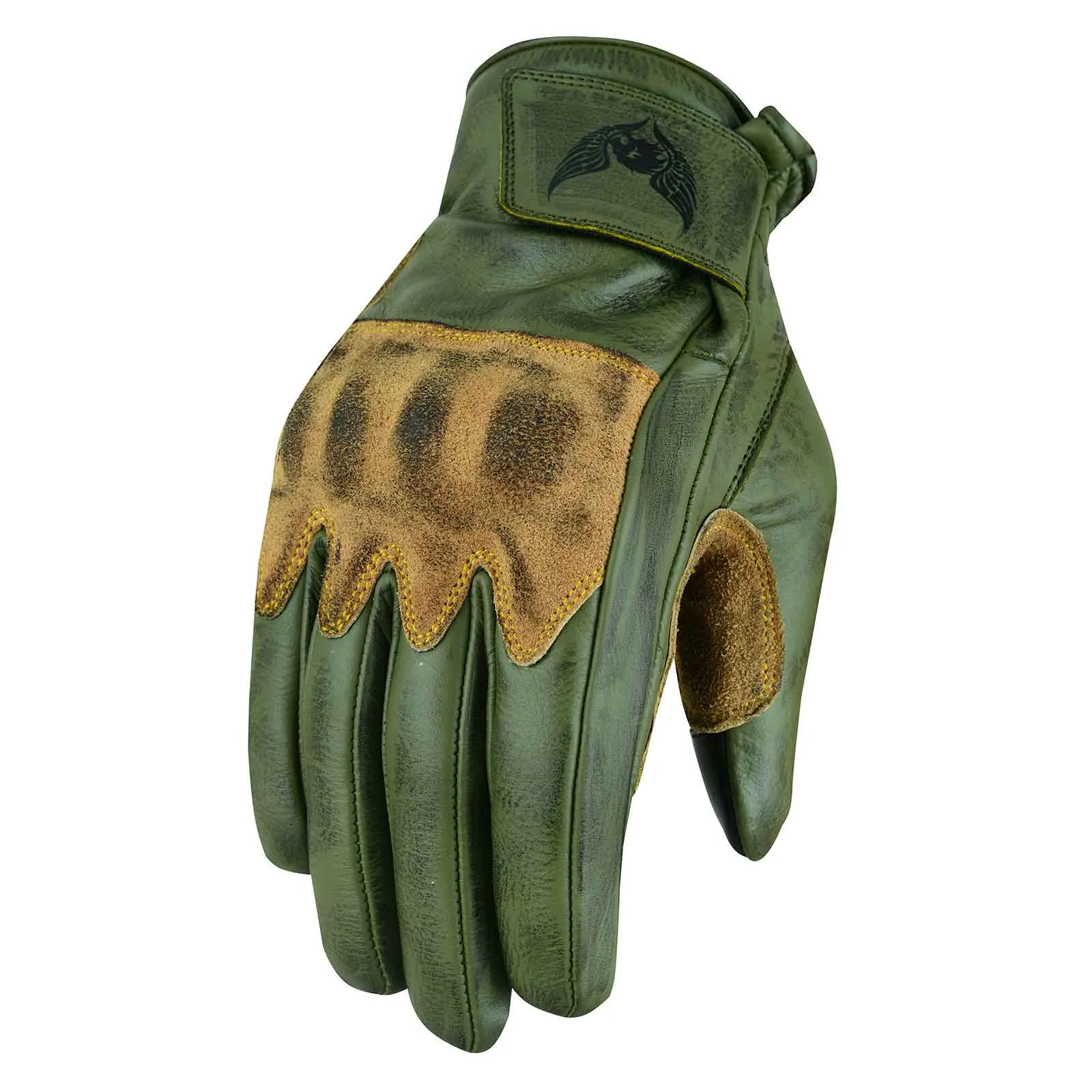 CE Certified Green Leather Motorcycle Gloves