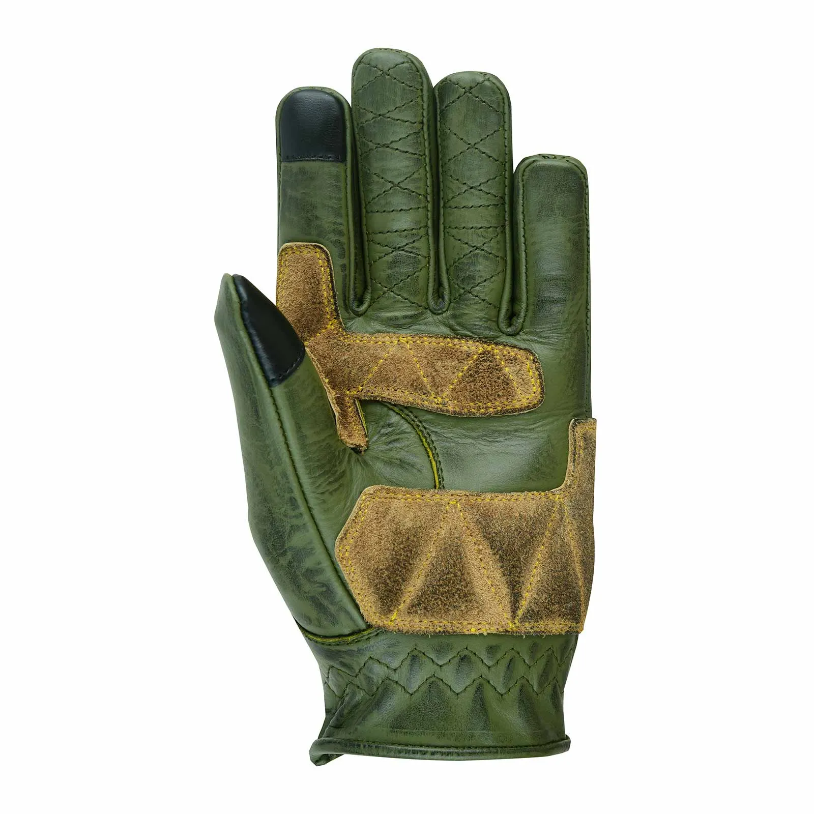 CE Certified Green Leather Motorcycle Gloves