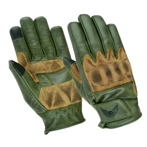 CE Certified Green Leather Motorcycle Gloves