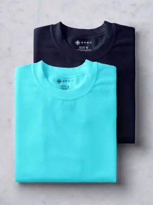 Celeste & Midnight Blue T Shirt Combo