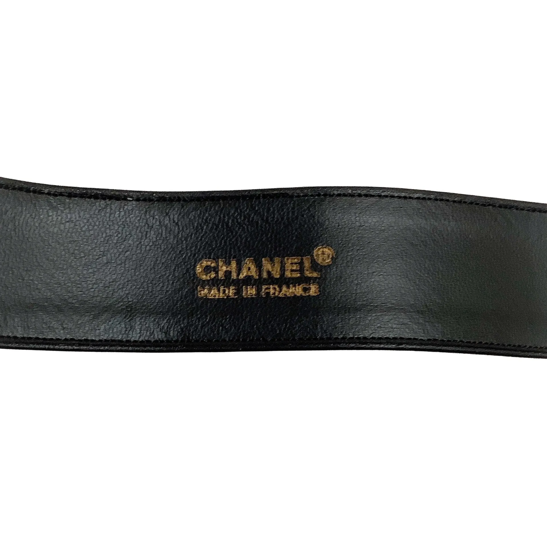Chanel 1993 Turquoise and Gripoix Black Leather Belt
