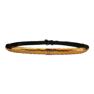 Chanel Black Leather and Gold Logo Belt