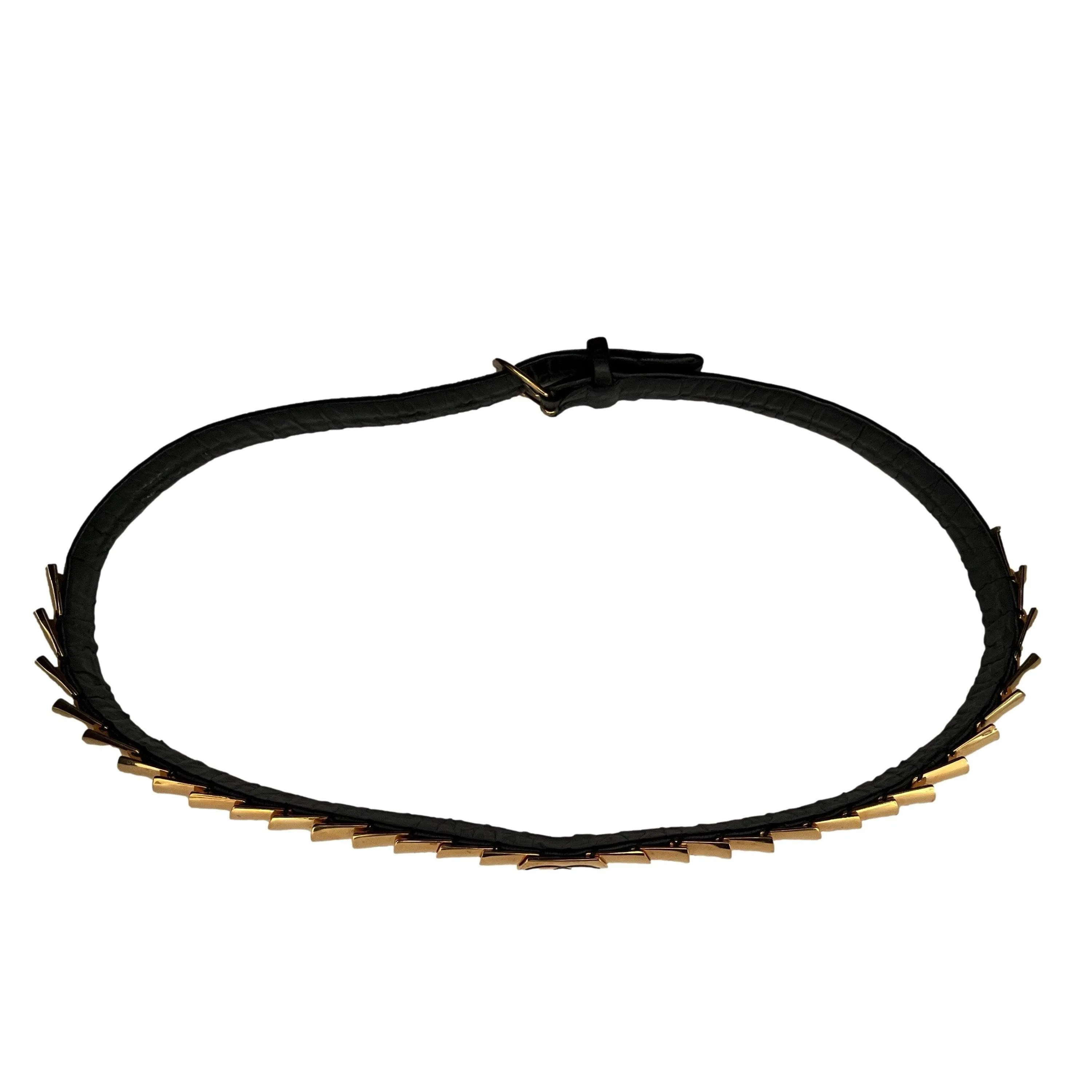 Chanel Black Leather and Gold Logo Belt