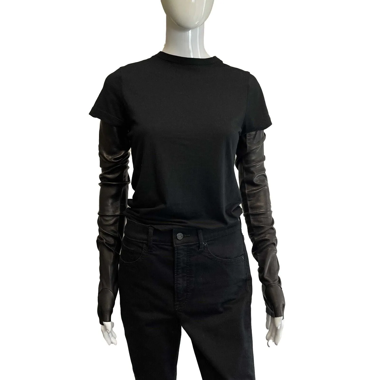 Chanel New w/ Tags Leather Fingerless Long Gloves Black 18A 7.5