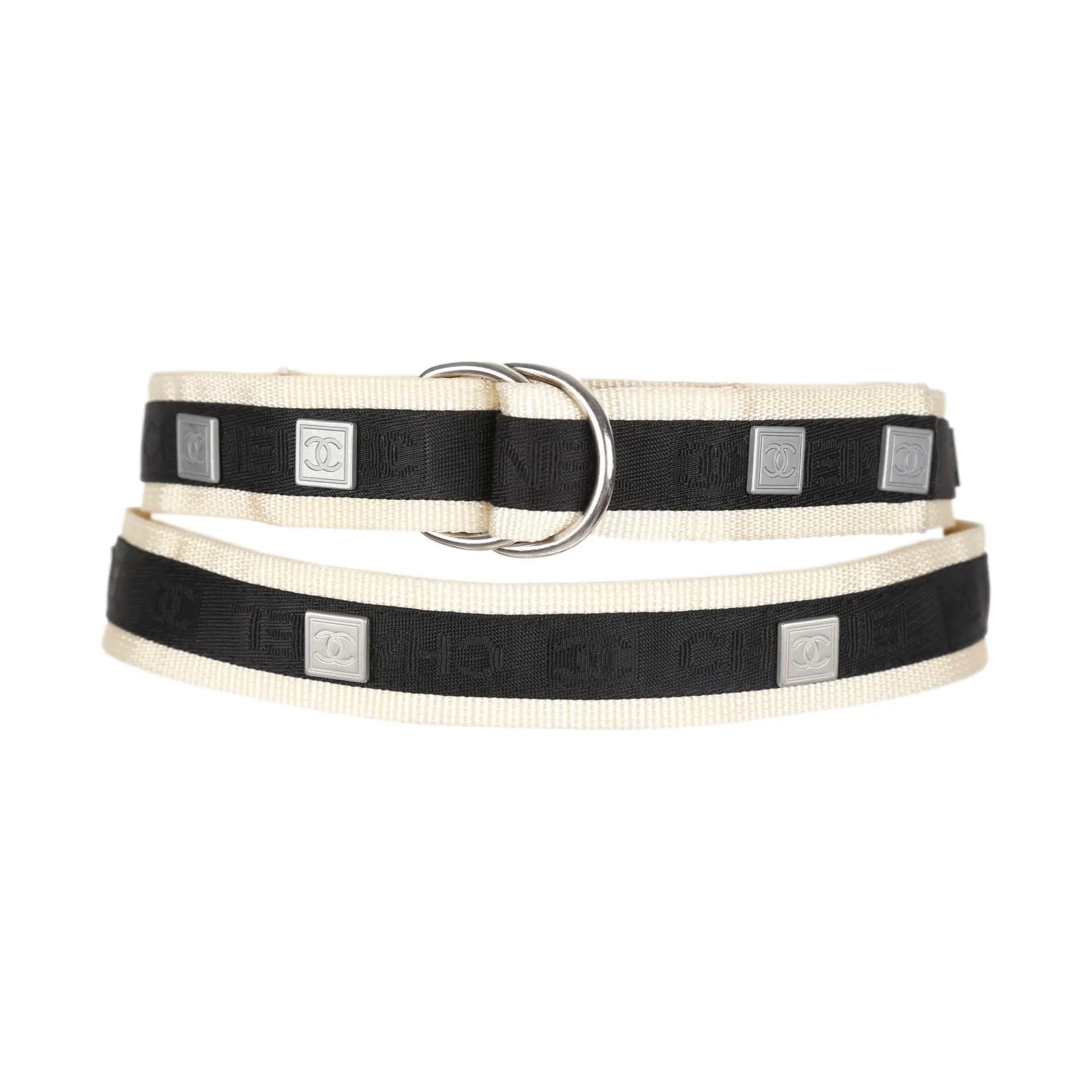 Chanel Two Tone Double Wrap Logo Belt