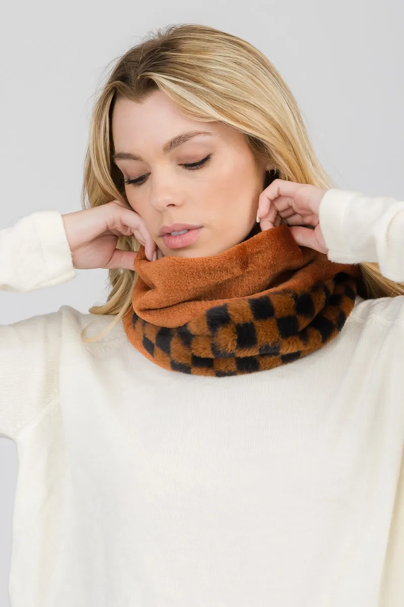 CHECKERED INFINITY SCARF 3 ASSORTED COLORS