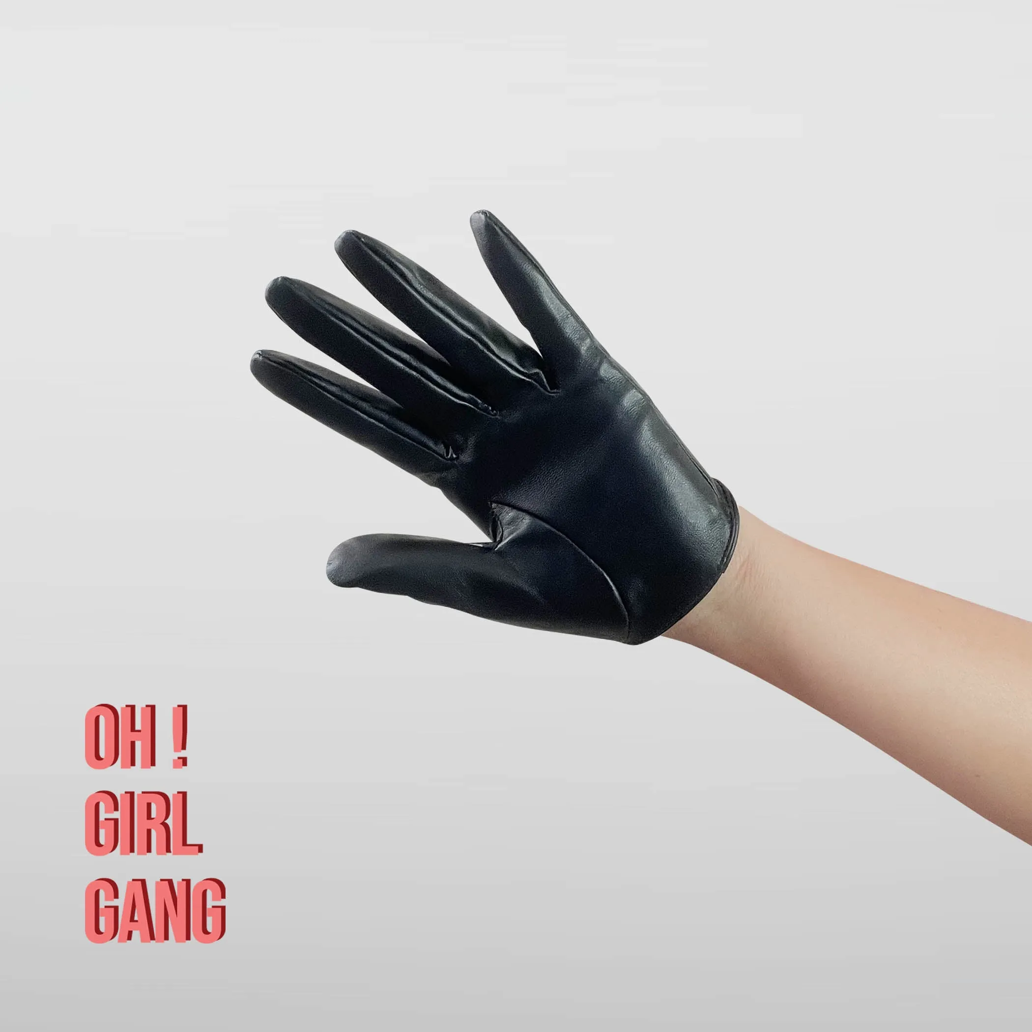 Chic Genuine Leather Black Short Gloves