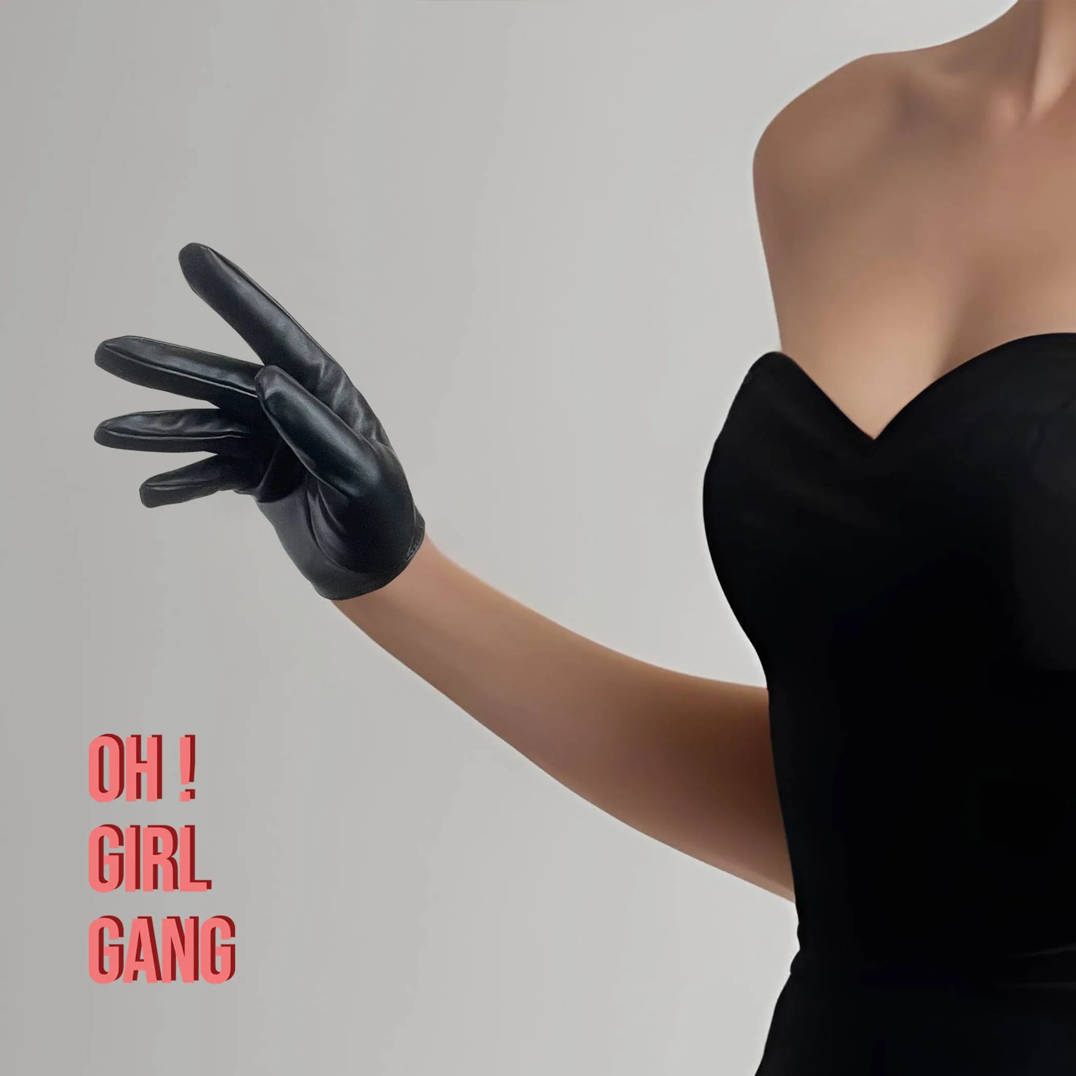 Chic Genuine Leather Black Short Gloves