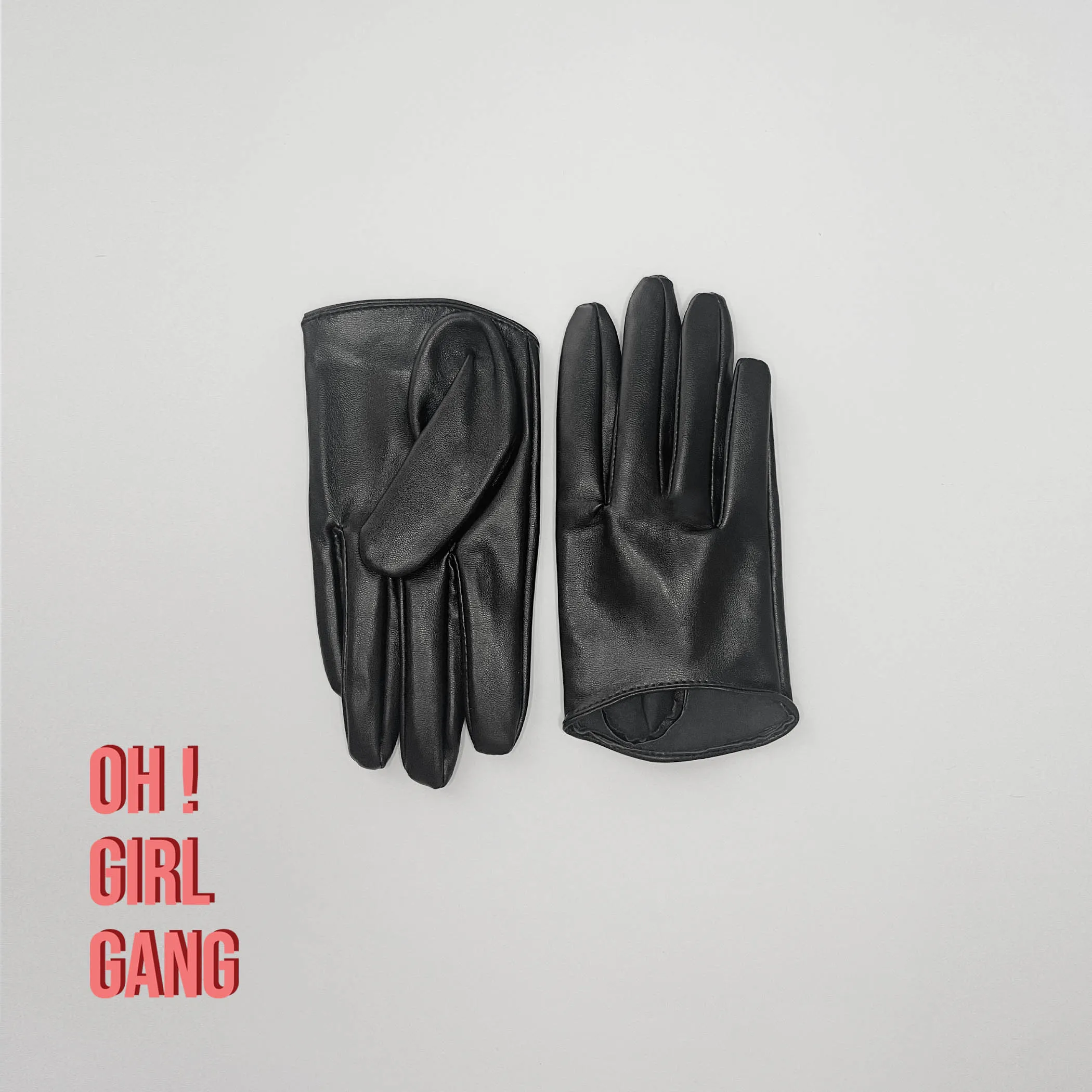 Chic Genuine Leather Black Short Gloves
