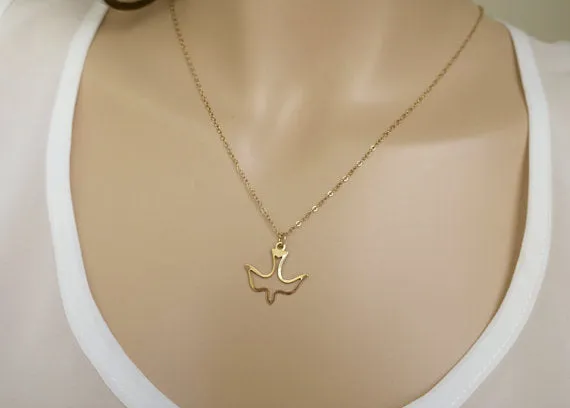 Children's and Mothers' Dove Necklaces:  Gold plated Dove Necklaces 45.5cm
