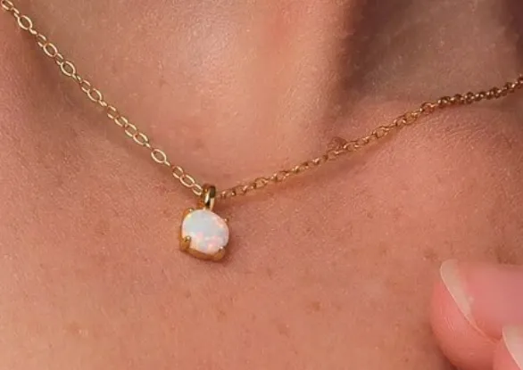 Children's and Teens' Necklaces:  18k Gold over Sterling Silver 40cm  Opal Necklaces