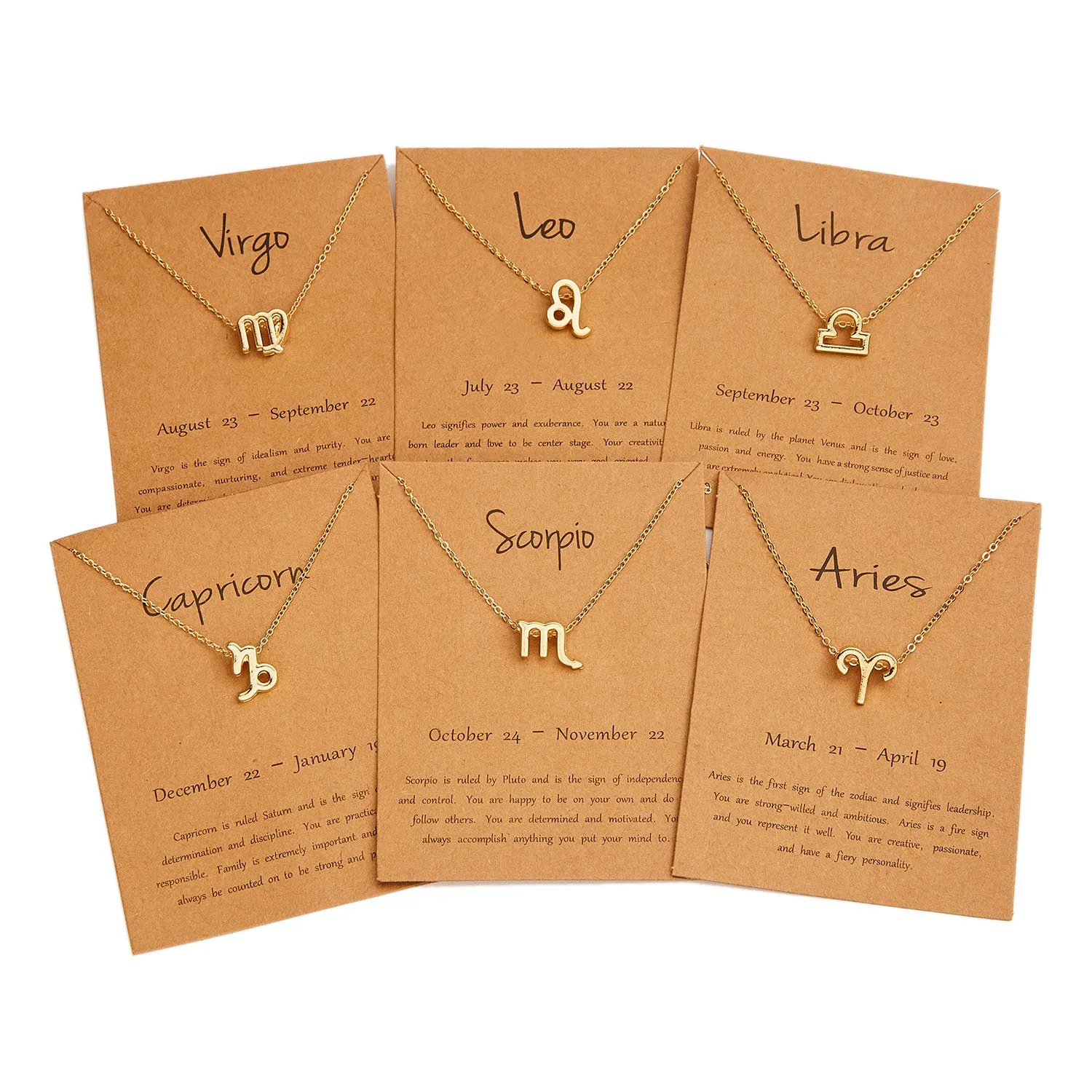 Children's Necklaces:  Steel with Gold IP Birthday Gift Zodiac Necklaces - Aquarius