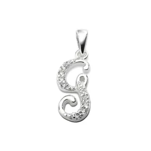 Children's Necklaces:  Sterling Silver, CZ Encrusted Letter G Necklaces