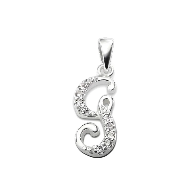 Children's Necklaces:  Sterling Silver, CZ Encrusted Letter G Necklaces