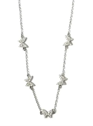 Cho Five CZ Flat CZ Butterfly Choker Necklace
