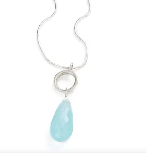 Circle with Chalcedony Drop Necklace