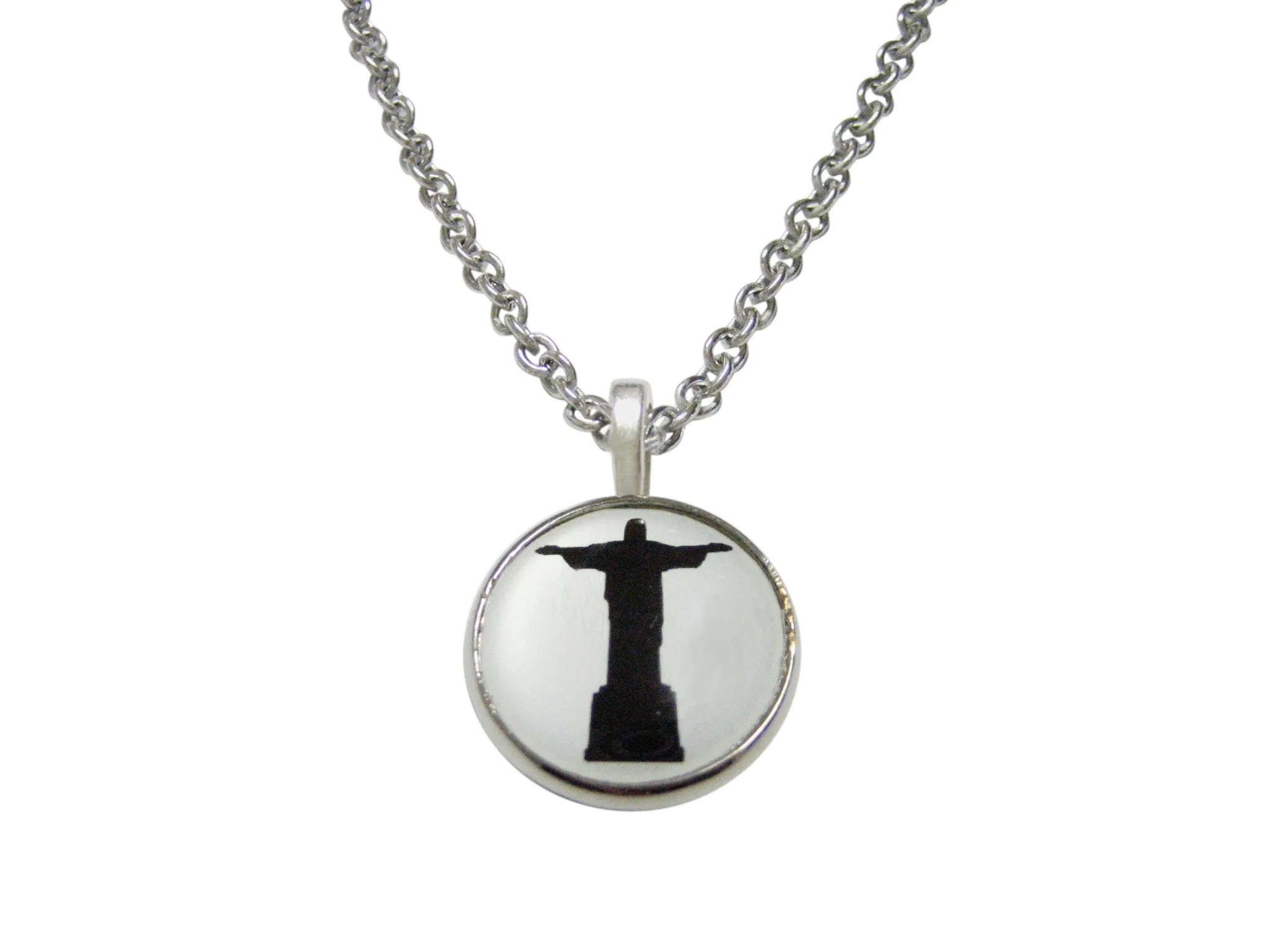 Circular Christ The Redeemer Rio Statue Pendant Necklace