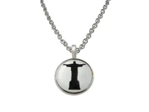 Circular Christ The Redeemer Rio Statue Pendant Necklace