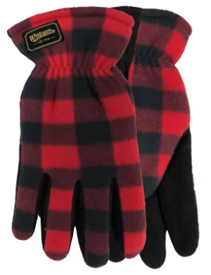 CL9374P-M-Red Blk Gloves "Dapper Dan" Plaid Fleece