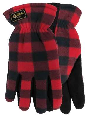 CL9374P-M-Red Blk Gloves "Dapper Dan" Plaid Fleece