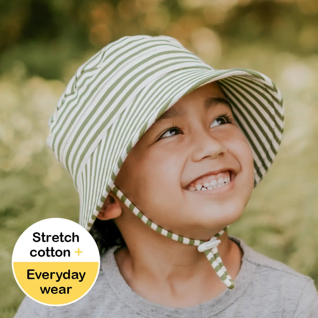 Classic Bucket Sun Hat | Khaki Stripe SIZE 6-13YRS