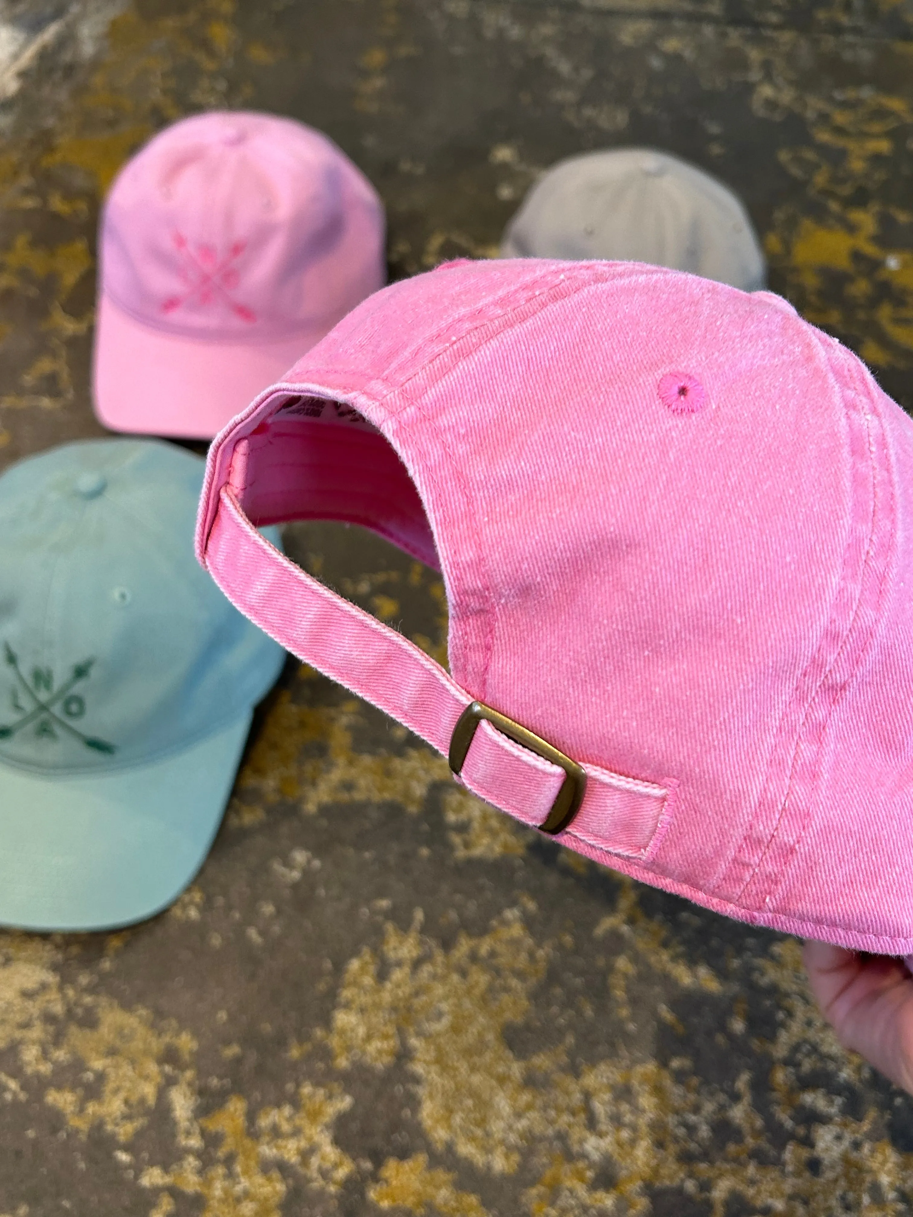 Classic chambray Nola Arrow embroidered baseball hat