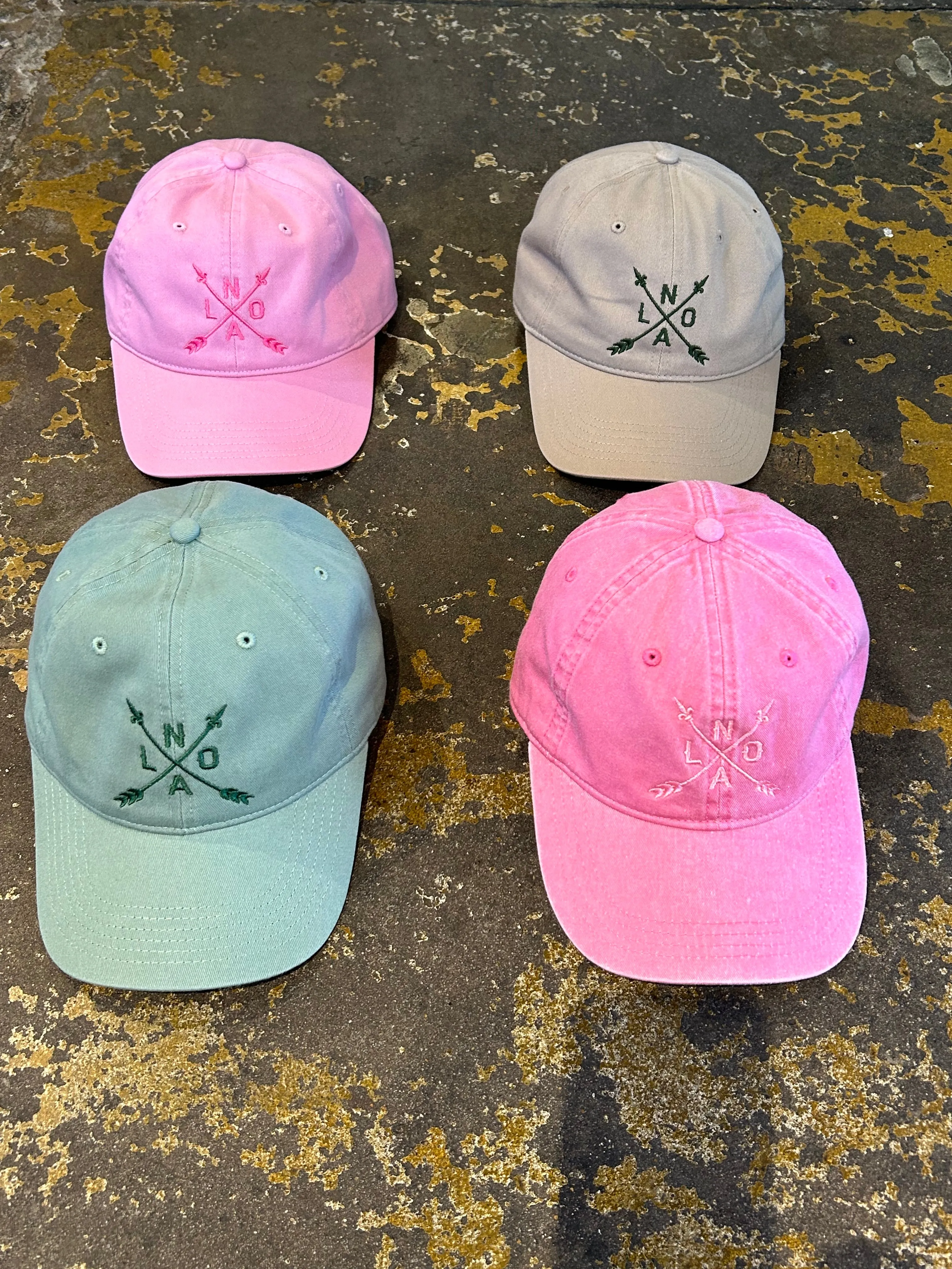 Classic chambray Nola Arrow embroidered baseball hat