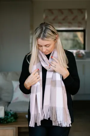 Classic Pink Checked Tanya Personalised Scarf